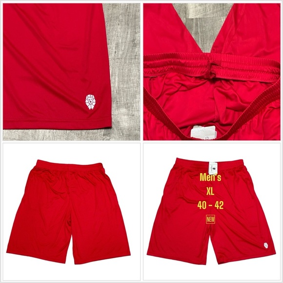 Mens Piqidig XL 40 - 42 Shorts Basketball Active Red Drawstring Fit Stretch NWT - Picture 1 of 10